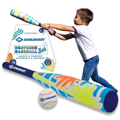 Schildkröt Set de Baseball, 1 Batte de Baseball Souple avec Revêtement en Néoprène, 1 Balle, Nouveau Design Tendance, pour Les Enfants et Les Familles, 970159, Noir