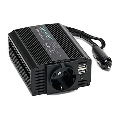 OVERMUST Inverter Auto 12v;220v;300W - Adapter aansluiting auto/stopcontact - Transformator met dubbele UBS-poort - Koelventilator - Automatische uitschakeling - Beveiliging tegen kortsluiting