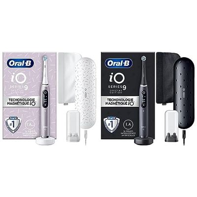 Oral-B iO 9 Brosse À Dents Électrique Édition Spéciale Rose Quartz connectée Bluetooth & iO 9 Brosse À Dents Électrique Édition Spéciale Noire connectée Bluetooth, 1 Brossette