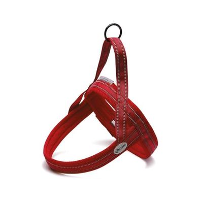 Record Harnais pour Chiens Dolomites - Couleur Rouge - Taille L - Circonférence 70-82 cm - Matière : Nylon Tressé avec Bandes Réfléchissantes 3M ScotchLite