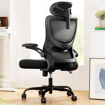 Marsail Chaise de Bureau Ergonomique avec Appui-tête réglable, Soutien Lombaire et accoudoirs 3D Pliables, Hauteur réglable, Charge maximale : 136 kg, Noir
