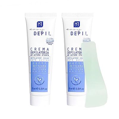 Easy Depil KIT 2 PEZZI CREMA DEPILATORIA PARTI DELICATE da 75 ml. Depilazione Parti Intime, Ascelle, Inguine. Rapida, facile da usare, efficace, sicura. Pelle liscia. Con Proteine Vegetali Addolcenti