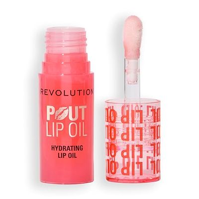 Revolution, Pout Lip Oil - Olio Nutriente Labbra Teinté, Altissima Brillantezza e Finitura Non Appiccicosa, Vegano e Senza Crudeltà, Pesca Succosa, 4 ml