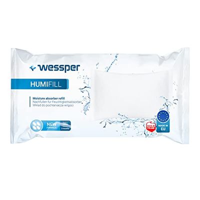 Wessper Humifill Luchtontvochtiger, navulverpakking voor binnen, luchtontvochtiger, korrelkussen, 250 g, geschikt voor alle vochtabsorbers, kamerluchtontvochtigers zonder elektriciteit, 10 stuks, wit