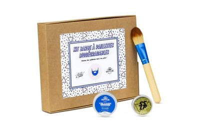 Kit Barbe à Paillettes Biodégradables pour Homme de Big Moustache - Coffret Cadeau Homme - Paillettes Dorées Biodégradables - Cire à Barbe Homme - Pinceau en Bambou - Idée Cadeau