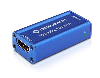 Oehlbach - Ripetitore UltraHD (amplificatore di segnale HDMI per segnali UltraHD, HDR, Dolby Vision, 4K con 60Hz, HDCP 2.2), colore: Blu cobalto