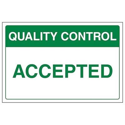 V Safety Quality Control - Accepted 300 x 200 mm - Panneau de sécurité en aluminium composite 3 mm