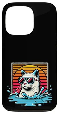 Sdrucito Retro Tramonto Chill Felino Gatto Mamma Papà Cat Lovers Custodia per iPhone 13 Pro