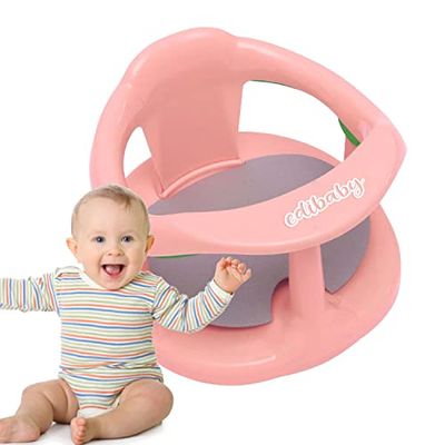 Edibaby, Badkuipstoel voor baby's, met 4 zuignappen, antislip, met armleuningen en hoge rugleuning voor baby's van 6 tot 24 maanden, belastbaar tot 30 kg (roze)