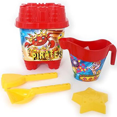 BLUE SKY - Set de Plage Pirate Sea Family - Jeu de Plage - 045117 - Modèle Aléatoire - 6 Pièces - Plastique - Jouet Enfant - Jeu de Plein Air - Sable - 20 cm - À Partir de 10 Mois