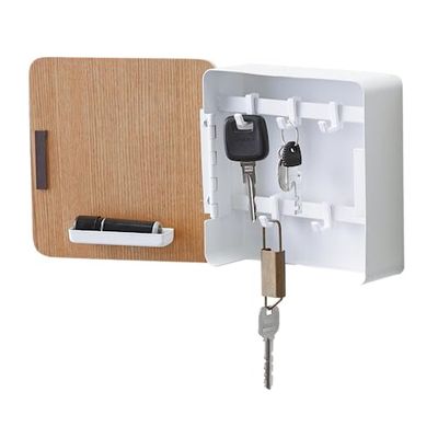 Yamazaki 4802 RIN Key Box, white, Steel/PlyWood, 15.8 x 5.7 x 15.8 cm