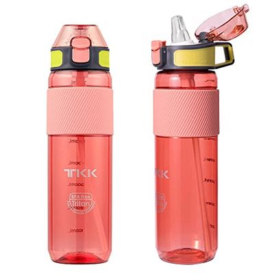TITIROBA TKK Borraccia con cannuccia, 750 ml, a prova di perdite, senza BPA, per bicicletta, campeggio, yoga, palestra, rosa 1003