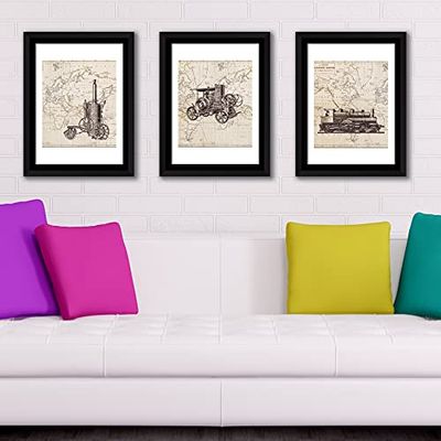 Walplus History of transportation Wall Art Frame, Vinyl, Multi-Colour, 42.6 x 32.6 x 1.5 cm
