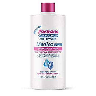 Forhans, Collutorio Medico Diluito, Pronto all'Uso, con Zinco Cloruro, Azione Antisettica, Antibatterica e Antinfiammatoria, per Igiene Orale, Gengive Sane, Non Macchia i Denti, 3 Confezioni da 250 ml