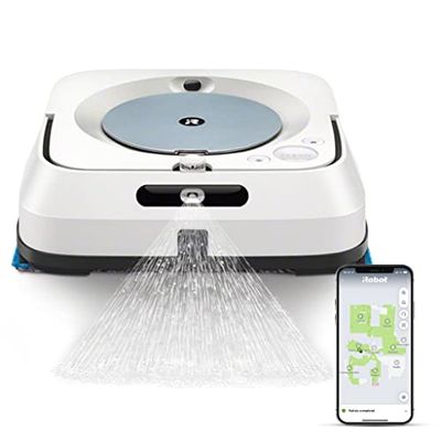 iRobot Braava Jet m6 (6134), Robot Lavapavimenti Wifi, Precision Jet Spray, Navigazione Intelligente, 100 W, 0.15 L, Bianco