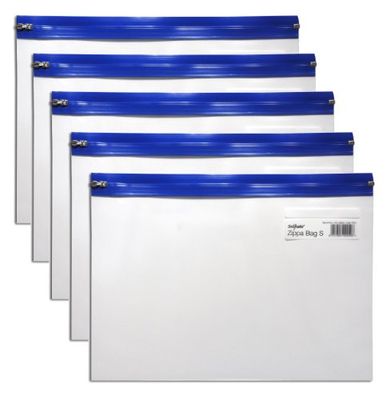 Snopake Zippa Bag ritszak A4 325x235mm 5 stuks transparant/blauw