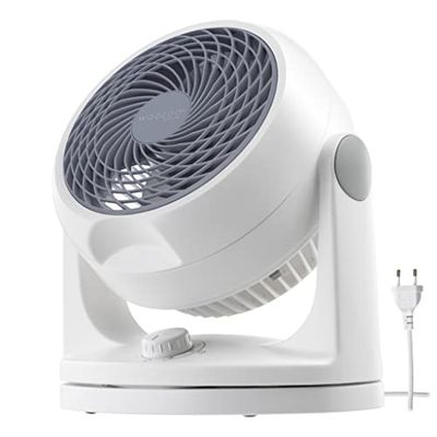 Iris Ohyama Woozoo, 23m², Ventilador de mesa, Blanco, 3 velocidades, Oscilación, Silencioso, Potente,Escritorio, Portátil, Sobremesa, Table Fan, Ventoinha para el dormitorio, a oficina, Frio, PCF-HD18