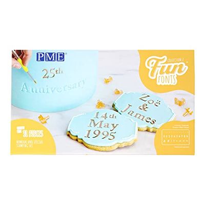 PME Fun Fonts - Numeri e Caratteri Speciali per Cake Design, Set di 31 Pezzi, Collezione 2