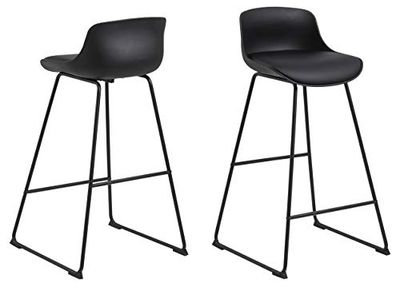 AC Design Furniture Tille Tabourets de Bar Lot de 2, Faux Cuir Noir et Métal, H : 94 x L : 43 x P : 49 cm