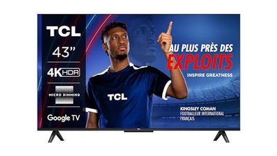 TCL 43V6B 43 inch, 4K Ultra HD, HDR TV, ondersteunt door Google TV (Dolby Audio, Motion Clarity, spraakbediening, compatibel met Google Assistant, Chromecast ingebouwd