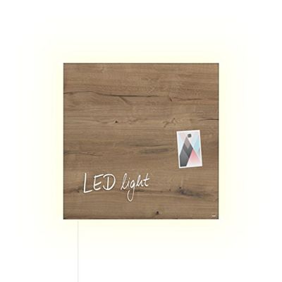 SIGEL GL405 Lavagna magnetica in vetro premium, superficie lucida, 48 x 48 cm, con LED, montaggio facile, marrone, Artverum