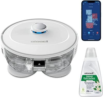 Bissell SpinWave R5 - Aspirateur Robot avec Serpilliére - Navigation avec LIDAR - Détection de Tapis et Moquettes - Aspiration Puissante - Aspirateur sans Fil - 61 DB - Blanche - 3475N