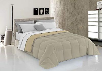 Italian Bed Linen Courtepointe d’Hiver “Elegant”, Microfibre, Gris Tourterelle/Crème, 220x260 cm