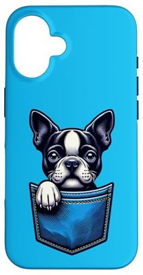 Carino Peaking Pocket Boston Terrier con zampa Custodia per iPhone 16