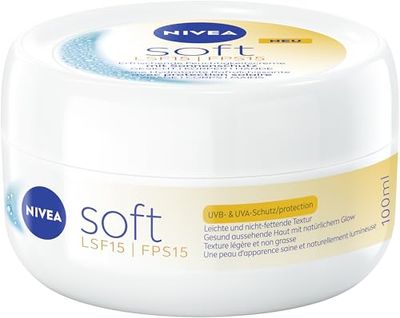 NIVEA Crema idratante morbida con protezione solare, crema leggera con fattore di protezione solare 15, crema per la pelle ad assorbimento rapido (100 ml)