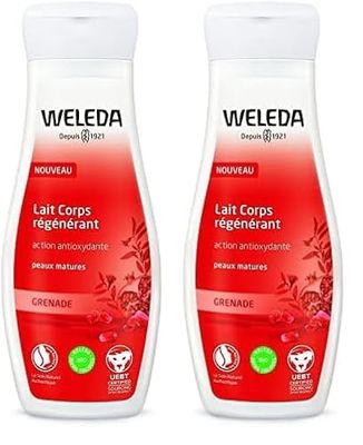 WELEDA - Laits Corps régénérant Grenade - Tonifie et régénère la peau - action antioxydante - NATRUE* - Vegan** - 200 ml (Lot de 2)