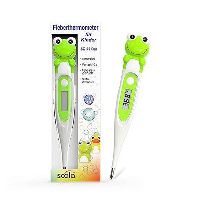 Scala SC 44 Rana Flex Speed 10 sec. Termómetro Digital Fiebre Corporal Niños Adultos Medición Oral Rectal Axilar Preciso Rápido Seguro, Verde, Unisex