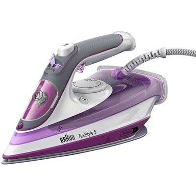 Braun TexStyle 5 Dampfbügeleisen SI 5037 VI - Bügeleisen mit Freeglide 3D Bügelsohle, Vertikaldampf, 2700 Watt, Dampfstoß 200 g/min, 330 ml Wassertank, Violett
