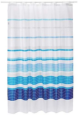 Spirella Textile Curtain Marbella Blue 180 x 200 1207321, White, Standard