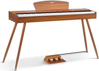 Donner DDP-80 Clavier de Piano Numérique 88 Touches lestées, Action de Marteau II, électrique, Maison Pleine Grandeur avec Support, Triple Pédale, Connexion USB-MIDI et Interface de Casque