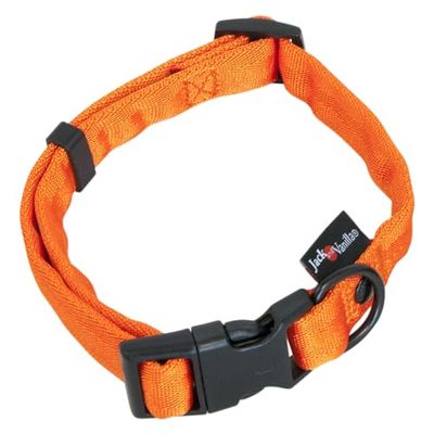 JACK AND VANILLA, Collier pour Chien, Modèle Comfort Tube Nylon, Couleur Orange, Taille 15 mm x 24-35 cm
