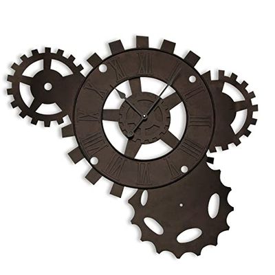 Versa Volga Reloj de Pared Decorativo para la Cocina, el Salón, el Comedor o la Habitación, Medidas (Al x L x An) 71 x 4,3 x 51 cm, Metal, Color Marrón y Negro