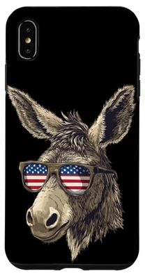 Divertente costume da asino per gli amanti degli occhiali da sole americani Custodia per iPhone XS Max