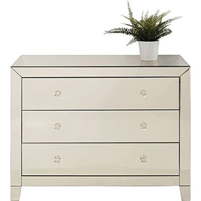 Kare Luxury Champagne Comò con 3 Cassetti, Beige (Argento), 73.5 x 91 x 41 cm
