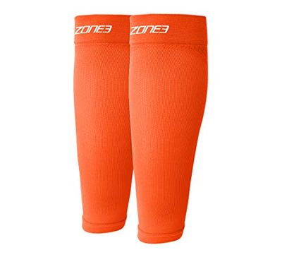 ZONE3 Men's Seamless Compression Calf Guards, Orange, XL