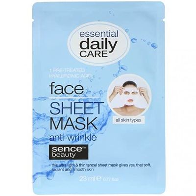 Sence Beauty - Maschera in tessuto antirughe all'acido ialuronico, per tutti i tipi di pelle, 23 ml