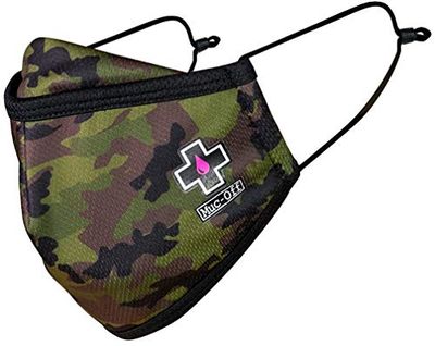 Muc-Off Camo återanvändbar ansiktsmask, stor - justerbart ansiktsskydd med mellanskiktsfilter - tvättbar upp till 20 gånger