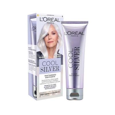 L'Oréal Paris Trattamento per Capelli Grigi, Azione Anti-Giallo e Fortificante, Capelli Grigi Lucenti e Riflessi Argentati, Capelli 2X Più Forti, Cool Silver, Tonalità: Bianco Puro