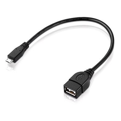 conecto OTG-kabel, Micro USB B-stekker naar USB-A-stekker, verguld, 20 cm, zwart