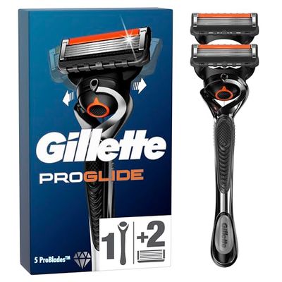 Gillette ProGlide Maquinilla De Afeitar Para Hombre, Con 5 Hojas Antifricción Para Un Afeitado Apurado Y Duradero + 2 Cuchillas de Recambio negro