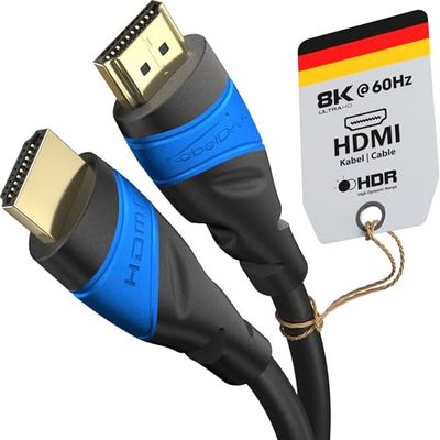 KabelDirekt Cabo HDMI 4K & 8K, 1,5 m, Disponível em 0,15 - 22,5 m, para qualquer conexão HDMI (4K@120Hz & 8 K@60Hz, High Speed com Ethernet, TV, Blu-ray, PS5, Xbox, Switch, preto)