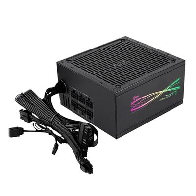 Aerocool LUXPRORGB1000M, Semi-Modulaire RGB 1000W Voeding, 80Plus Gold +90%, Japanse Condensatoren, APFC 14cm FDB Ventilator, ATX 3.0 en PCIe 5.0, ARGB Compatibel, 5 Jaar Garantie, Zwart