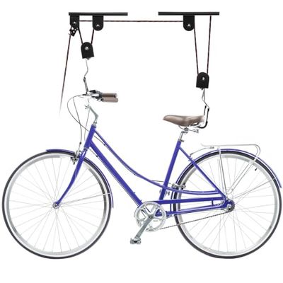 PrimeMatik - Supporto per Appendere Le Biciclette al soffitto con Corde e carrucole