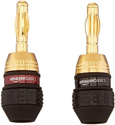 Amazon Basics Masculino a fêmea fechado cavilha conector tipo banana, 6 pares, pacote de 12, preto