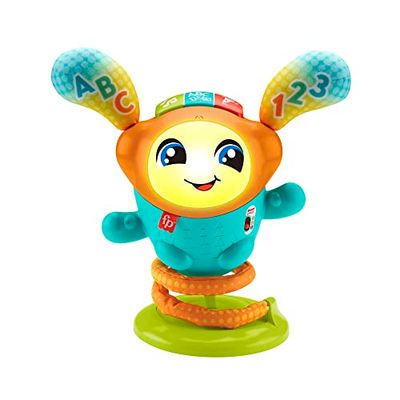 Fisher-Price Boti Robotito Saltarín, juguete electrónico para aprender letras y números, regalo para bebé +9 meses, versión UK (HJP92)