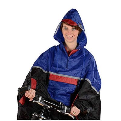 Fischer Regenponcho Deluxe, 86300 blau/Schwarz/Rot En Storlek
